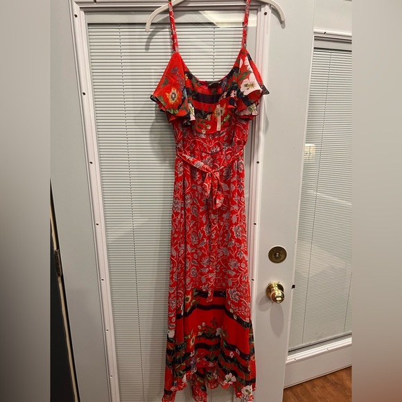 New Anthropologie red floral dress; One September brand “Zuri” Dress Size Medium - Picture 6 of 13